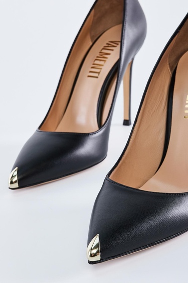  Valmenti Caroline Kadın Siyah Hakiki Deri Topuklu Ayakkabı