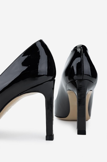  Valmenti Nuc Kadın Siyah Rugan Hakiki Deri Topuklu Ayakkabı