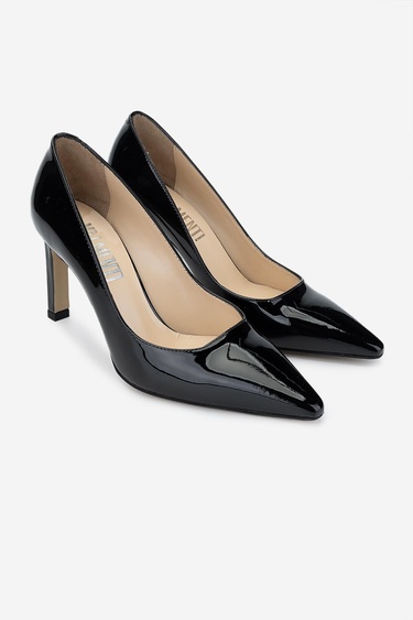  Valmenti Nuc Kadın Siyah Rugan Hakiki Deri Topuklu Ayakkabı