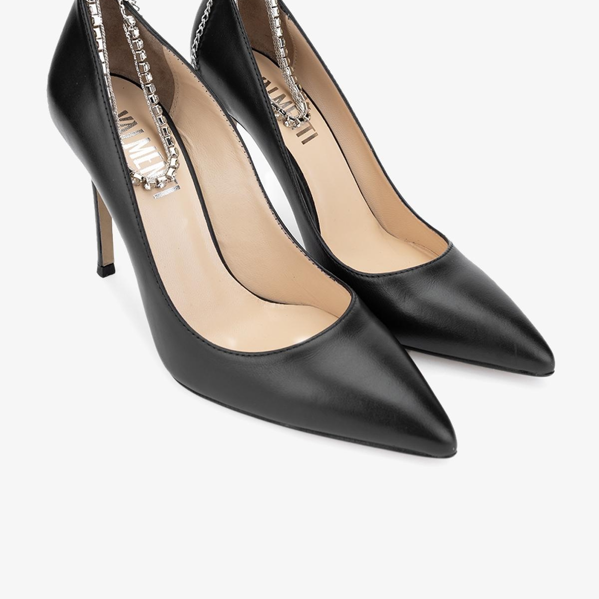 Valmenti Star Kadın Siyah Hakiki Deri Topuklu Ayakkabı