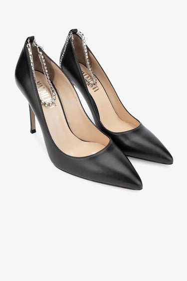  Valmenti Star Kadın Siyah Hakiki Deri Topuklu Ayakkabı