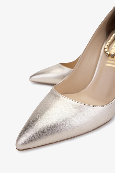  Valmenti Star Kadın Gold Hakiki Deri Topuklu Ayakkabı