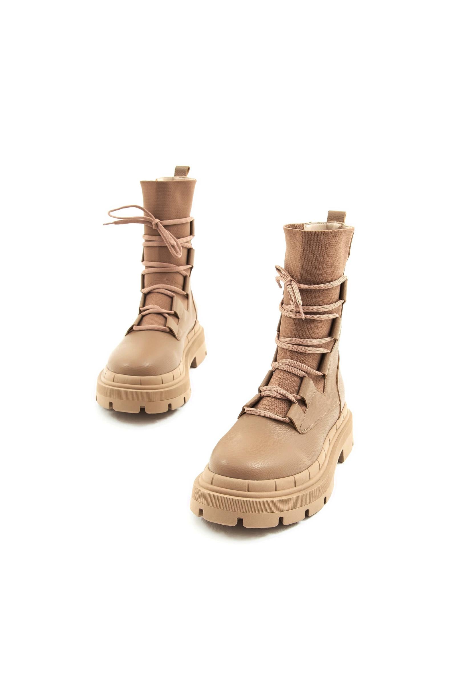 Tamer Tanca Tamer Tanca Kadın Hakiki Deri Bej Casual Bot | FashFed Bej - 4. görsel