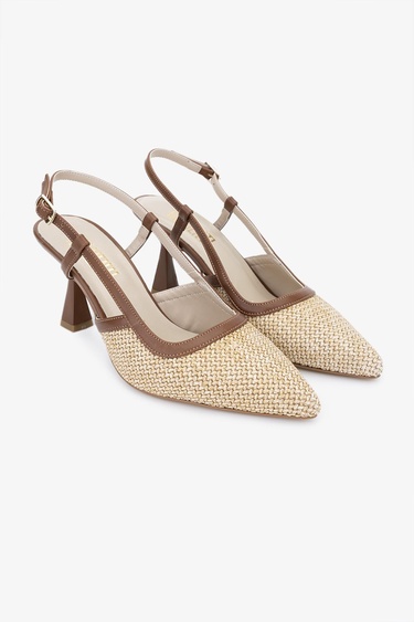  Valmenti tinni Kadın Natural Hasır Tekstil Topuklu Ayakkabı