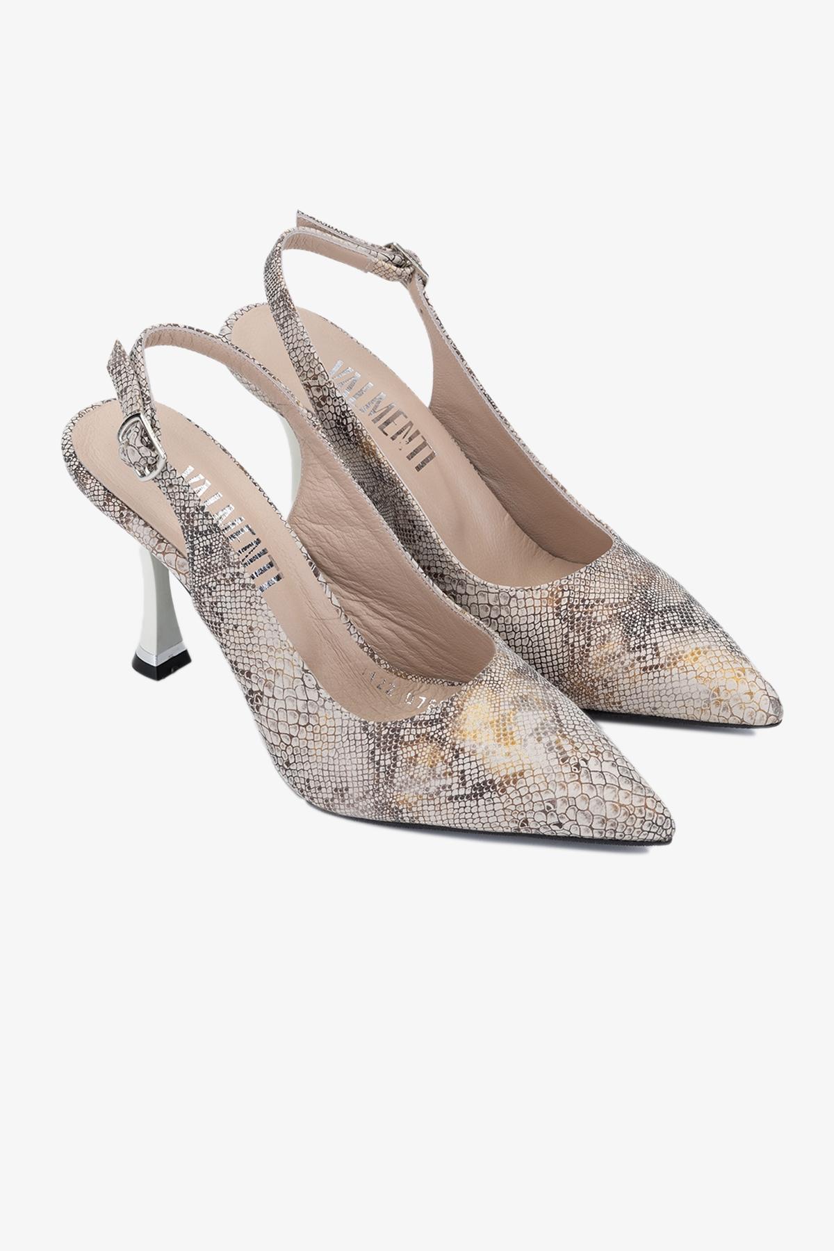  Valmenti Camila Kadın Bej Hakiki Deri Topuklu Ayakkabı