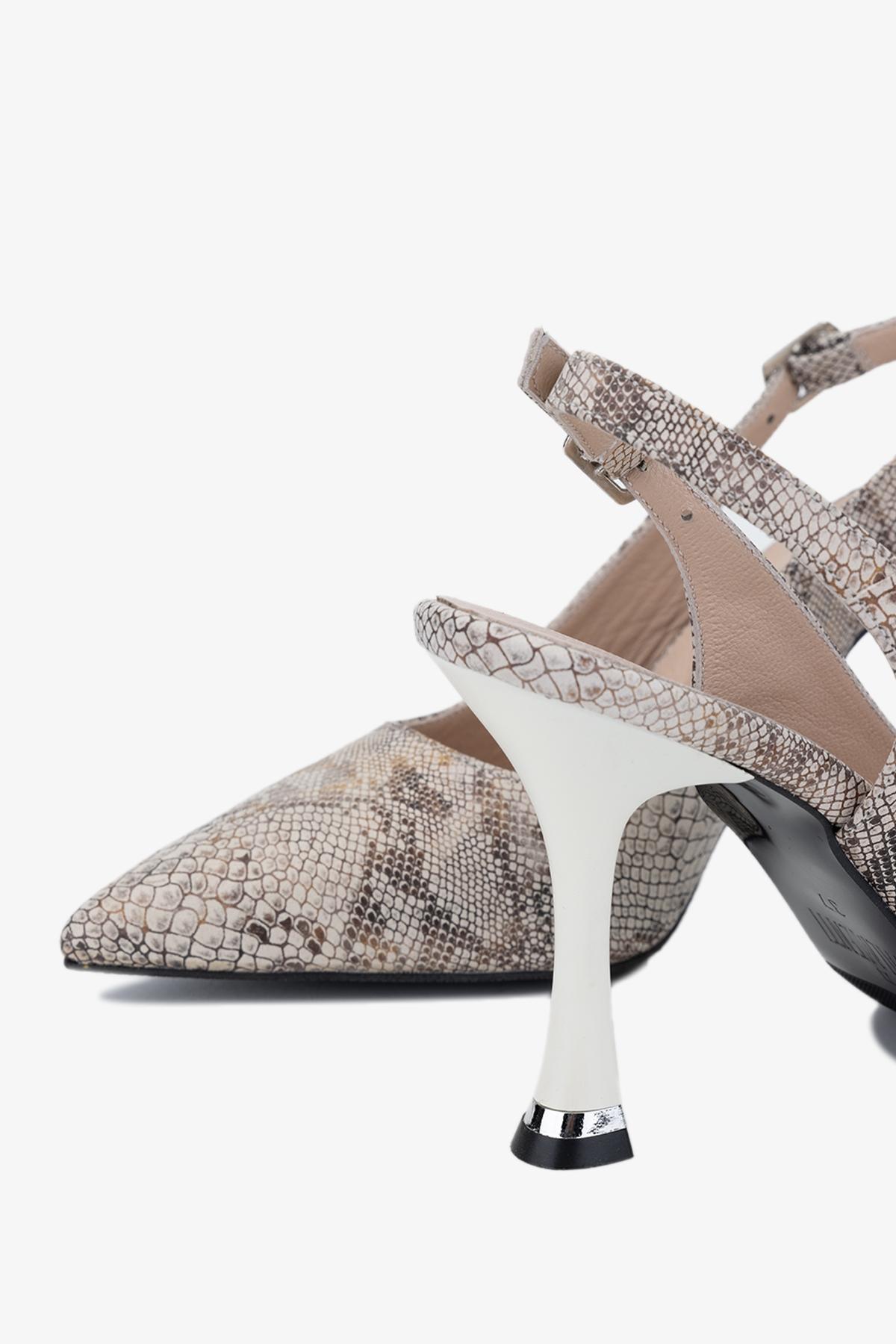 Valmenti Camila Kadın Bej Hakiki Deri Topuklu Ayakkabı
