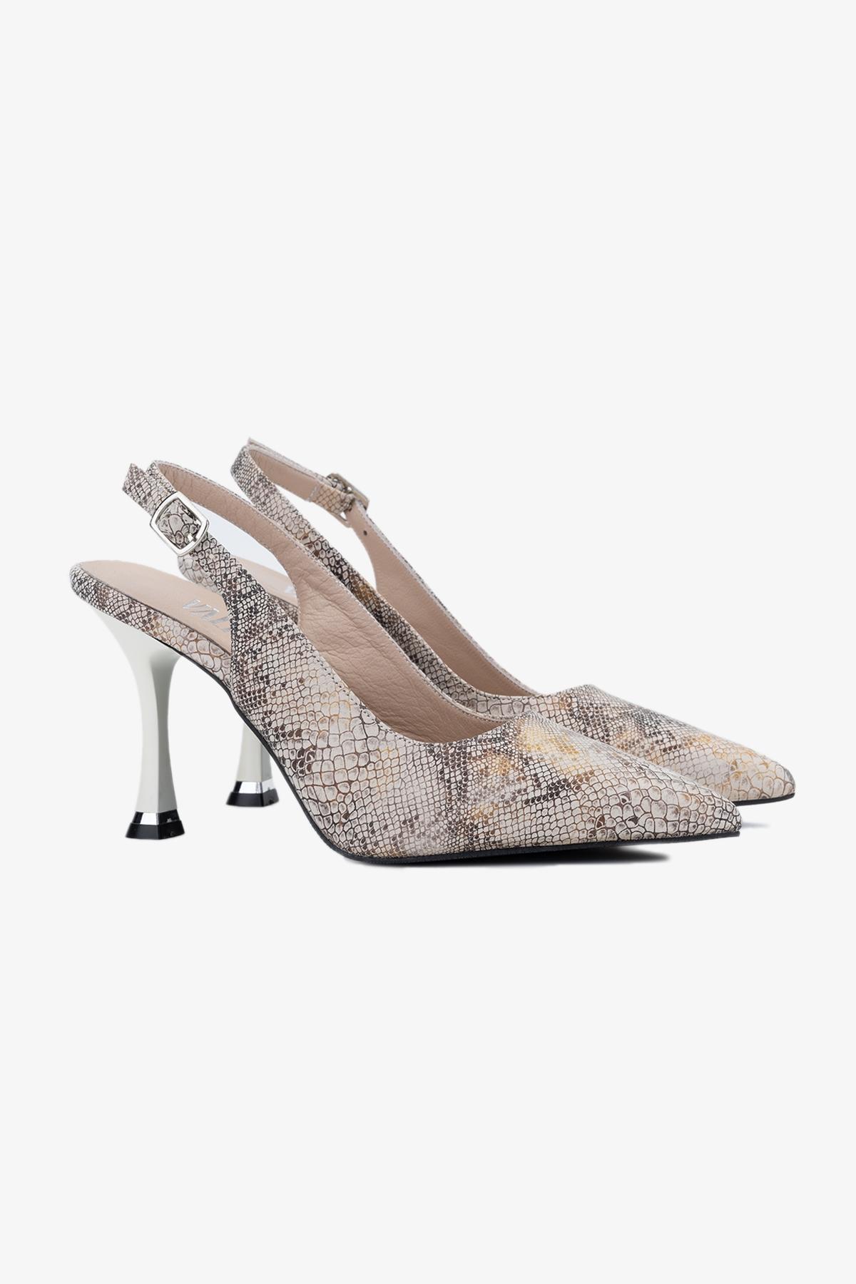  Valmenti Camila Kadın Bej Hakiki Deri Topuklu Ayakkabı