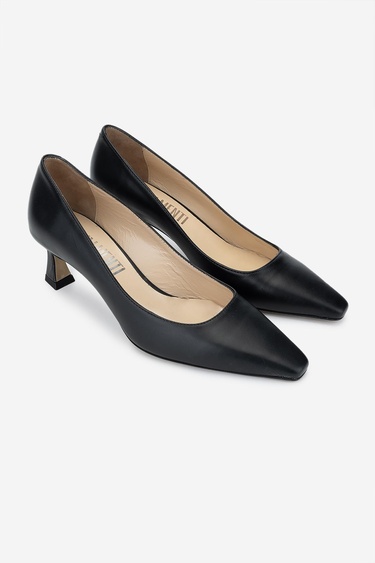  Valmenti Sergio Kadın Siyah Hakiki Deri Topuklu Ayakkabı