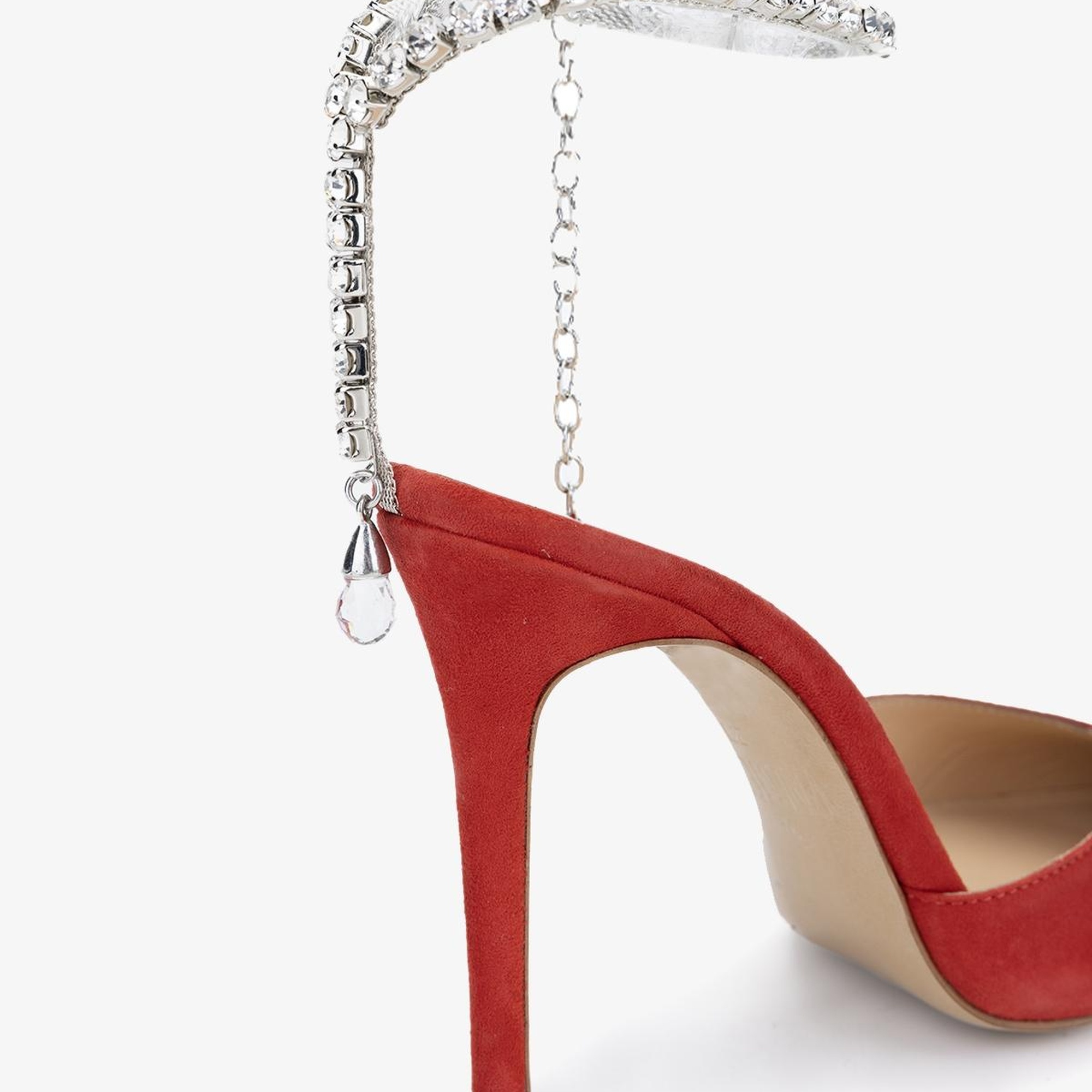 Valmenti Calla Kadın Kırmızı Süet Hakiki Deri Topuklu Ayakkabı