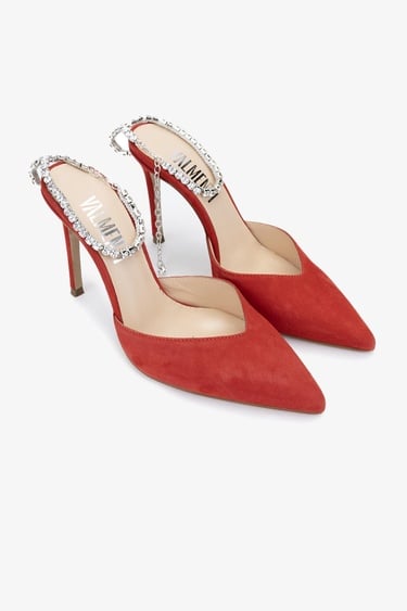  Valmenti Calla Kadın Kırmızı Süet Hakiki Deri Topuklu Ayakkabı