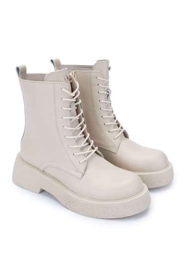  Tamer Tanca Kadın Hakiki Deri Bej Casual Bot