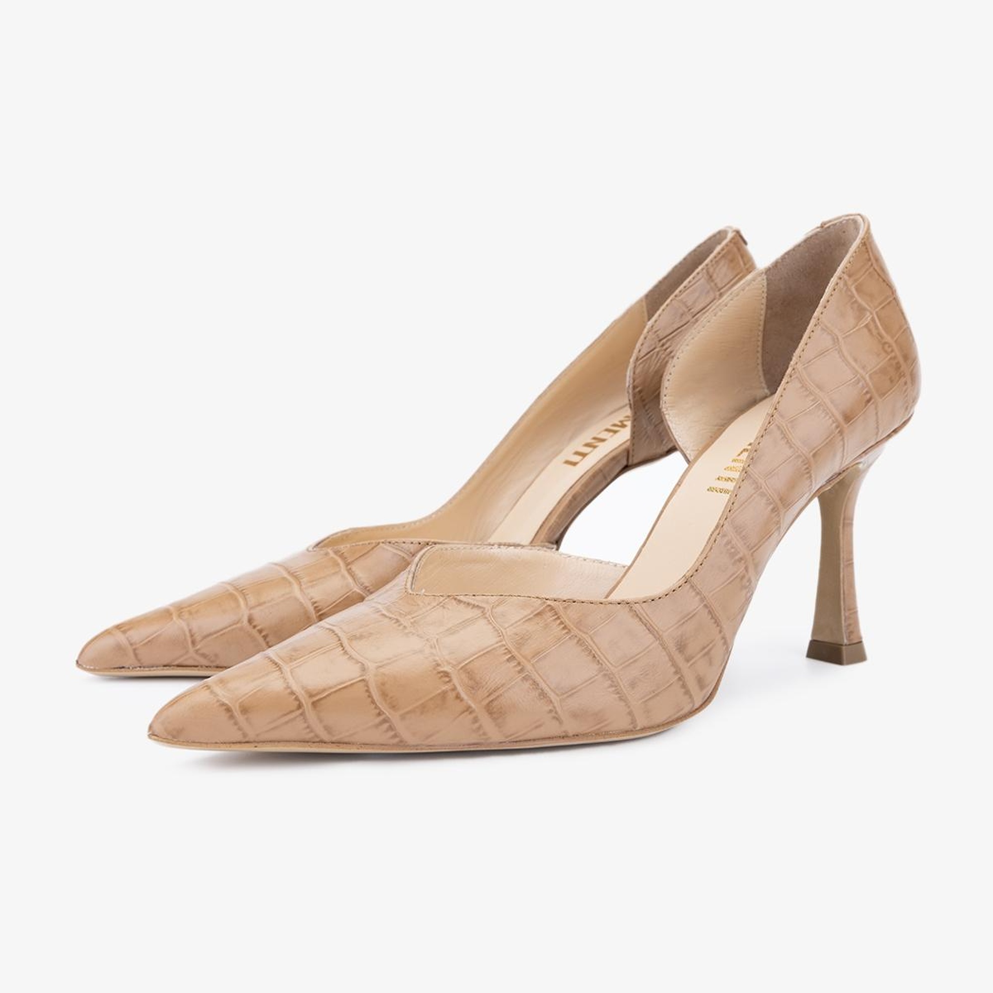Valmenti Orionex Kadın Caramel Kroko Hakiki Deri Topuklu Ayakkabı
