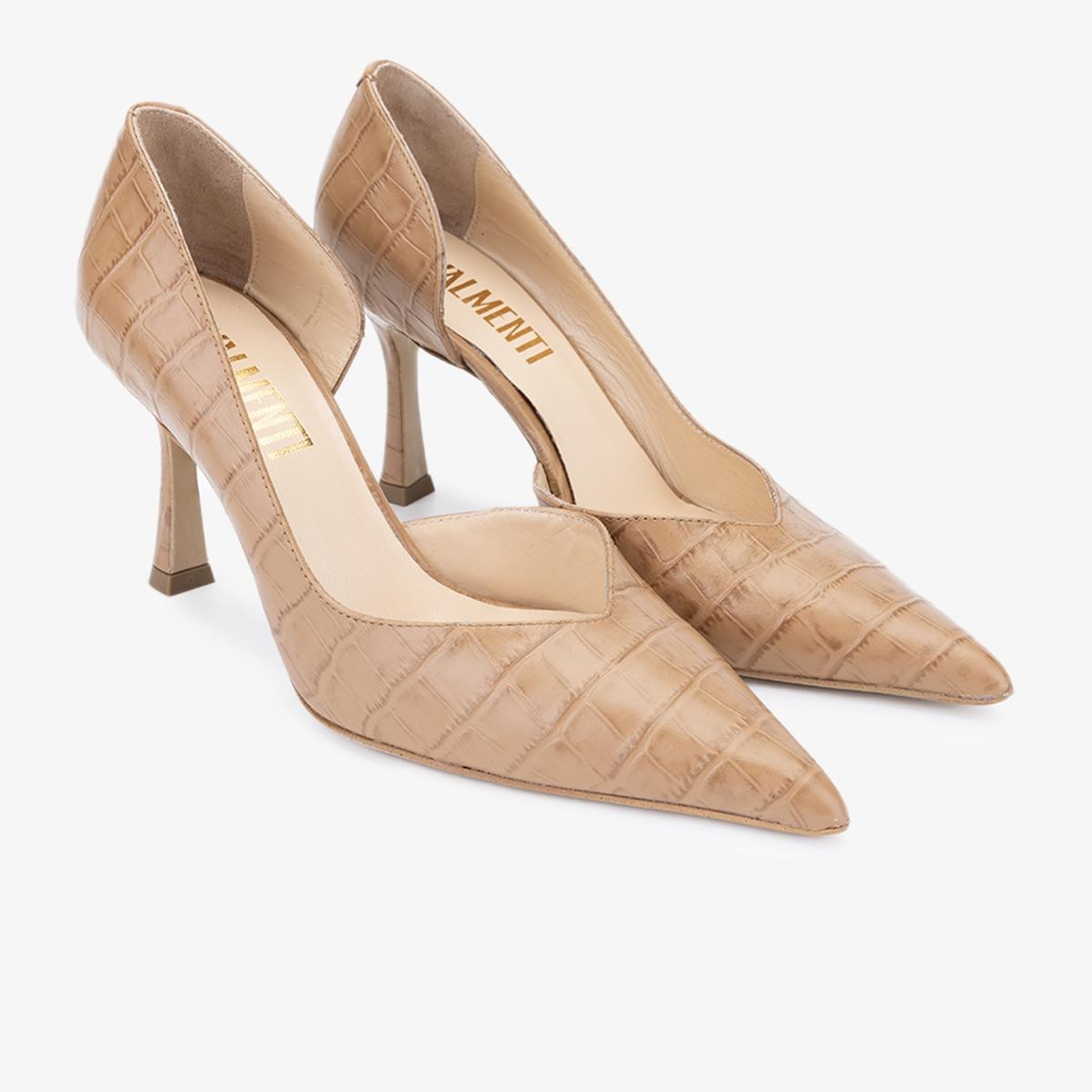 Valmenti Orionex Kadın Caramel Kroko Hakiki Deri Topuklu Ayakkabı