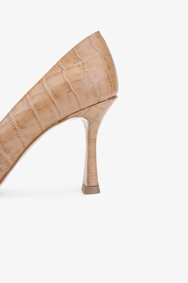  Valmenti Orionex Kadın Caramel Kroko Hakiki Deri Topuklu Ayakkabı