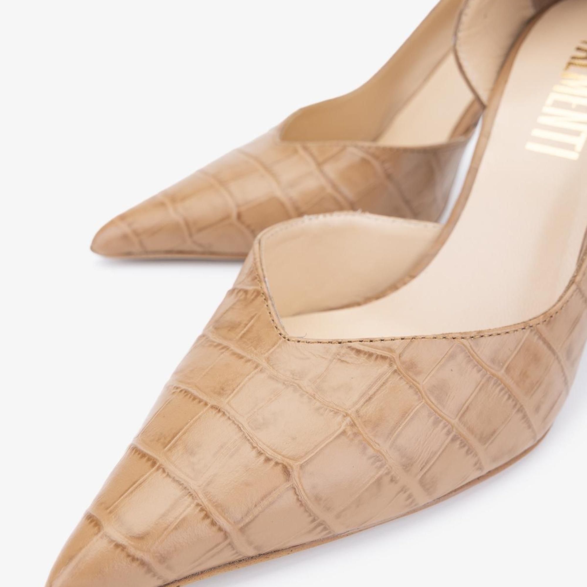 Valmenti Orionex Kadın Caramel Kroko Hakiki Deri Topuklu Ayakkabı