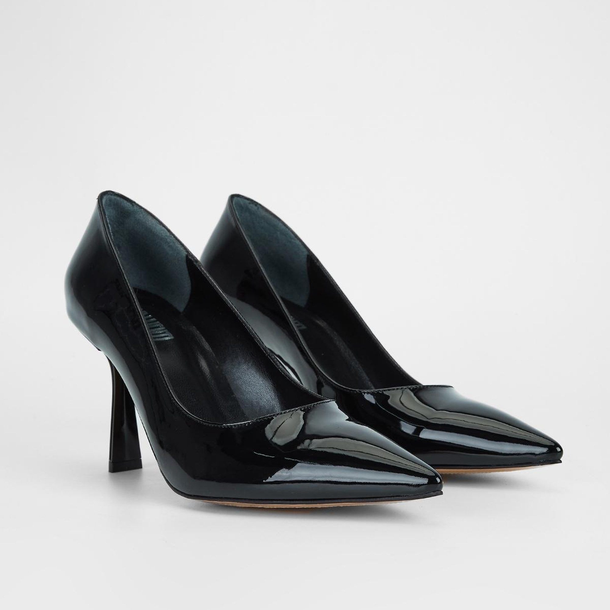 Valmenti Kadın Siyah Rugan Hakiki Deri Topuklu Ayakkabı