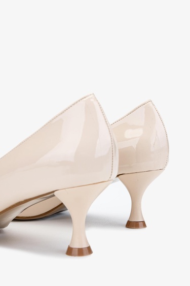  Valmenti Kadın Ekru Vegan Topuklu Ayakkabı