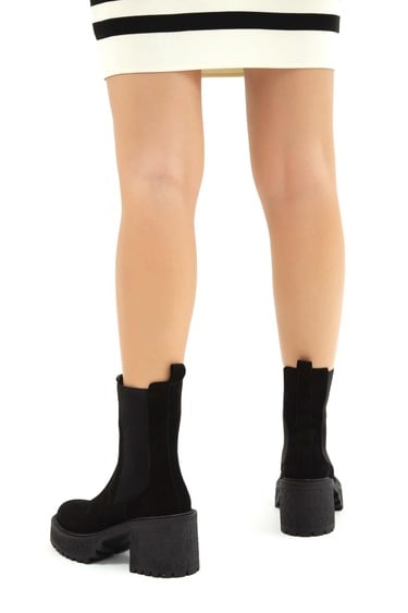  Tamer Tanca Kadın Hakiki Deri Siyah Süet Casual Bot