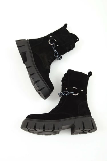  Tamer Tanca Kadın Hakiki Deri Siyah Casual Bot