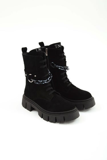  Tamer Tanca Kadın Hakiki Deri Siyah Casual Bot