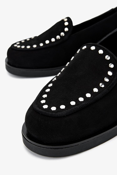  Valmenti Kadın Hakiki Deri Siyah Süet Loafer Ayakkabı