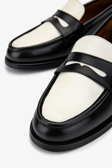  Valmenti Kadın Siyah/Bej Loafer Ayakkabı