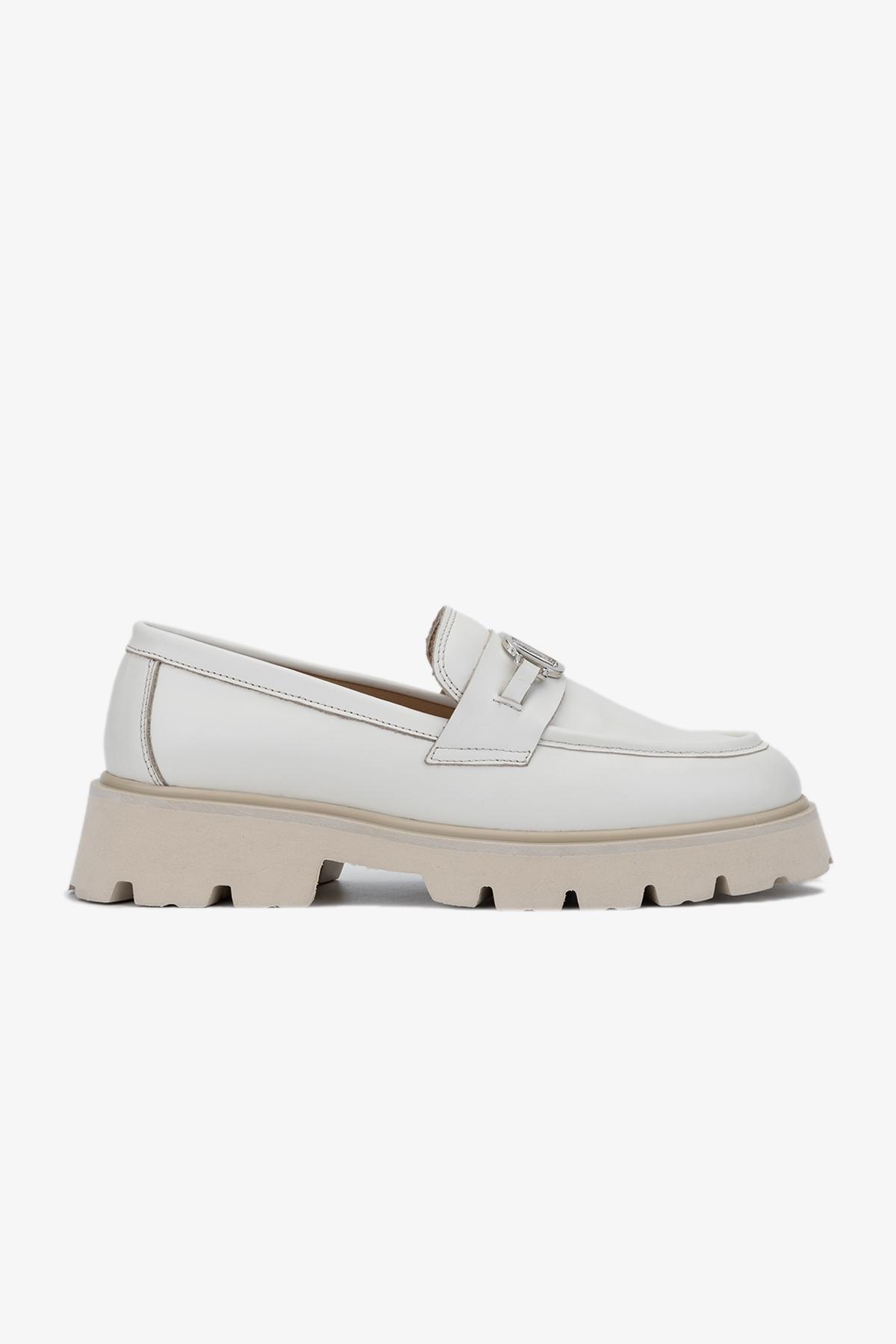  Valmenti Nicola Kadın Bej Hakiki Deri Loafer Ayakkabı