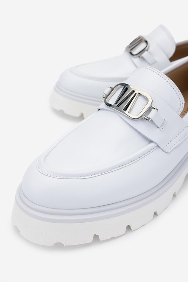  Valmenti Nicola Kadın Beyaz Hakiki Deri Loafer Ayakkabı