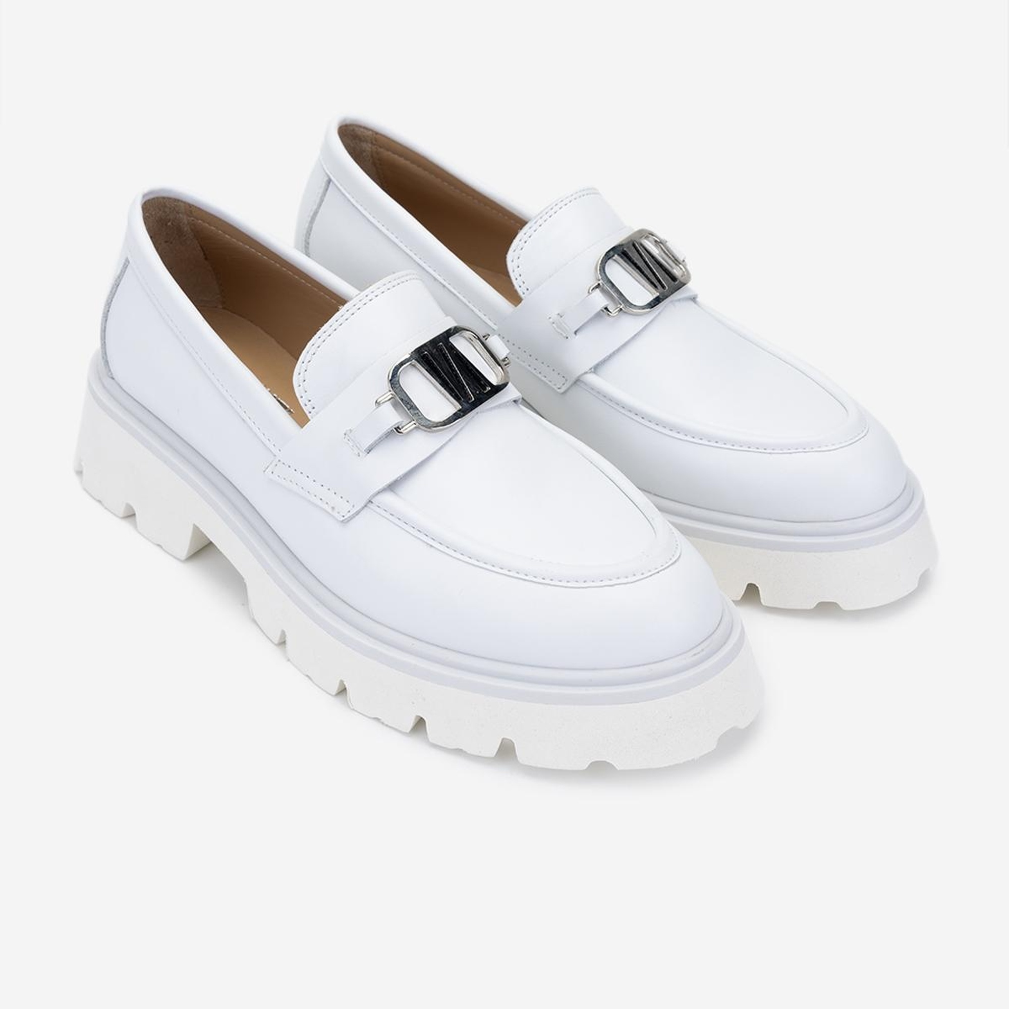 Valmenti Nicola Kadın Beyaz Hakiki Deri Loafer Ayakkabı