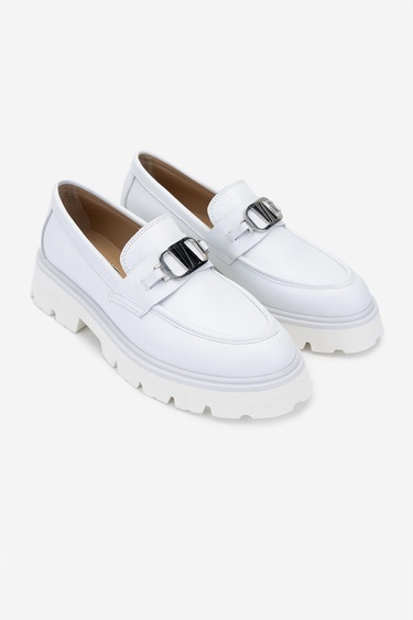 Valmenti Nicola Kadın Beyaz Hakiki Deri Loafer Ayakkabı