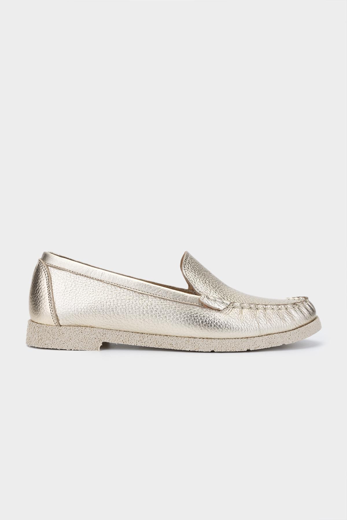  Valmenti Patrika Kadın Dore Hakiki Deri Loafer Ayakkabı