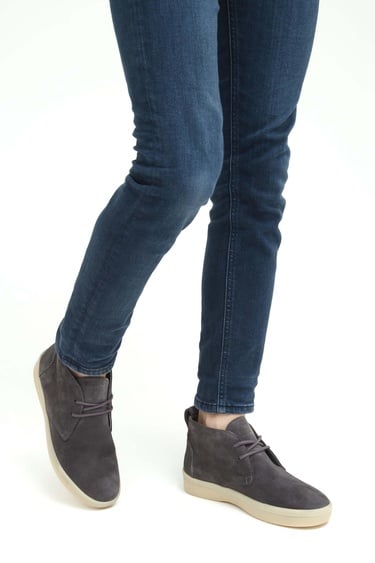  Tamer Tanca Erkek Hakiki Deri Gri Casual Bot