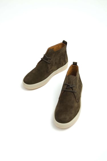  Tamer Tanca Erkek Hakiki Deri Yeşil Casual Bot