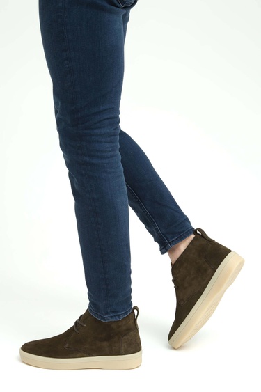  Tamer Tanca Erkek Hakiki Deri Yeşil Casual Bot