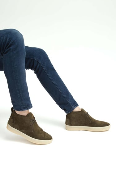  Tamer Tanca Erkek Hakiki Deri Yeşil Casual Bot