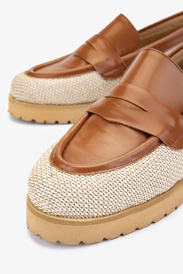  Valmenti Ewa Kadın Naturel / Taba Hakiki Deri Loafer Ayakkabı