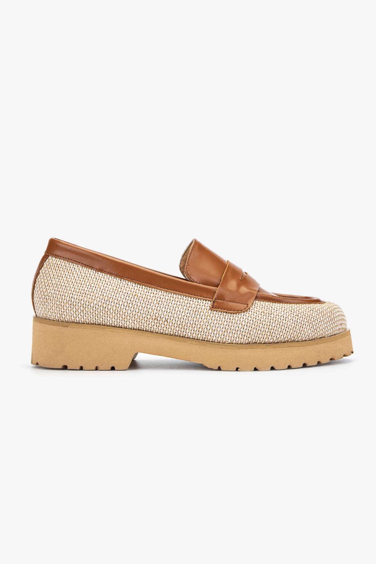  Valmenti Ewa Kadın Naturel / Taba Hakiki Deri Loafer Ayakkabı