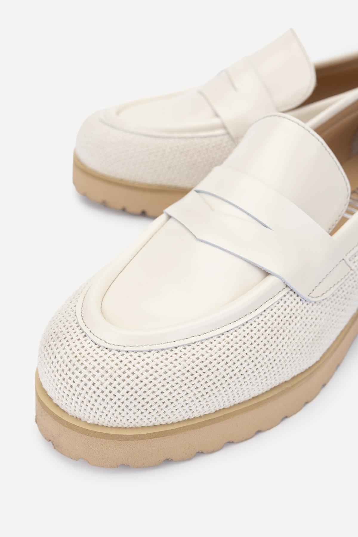  Valmenti Ewa Kadın Naturel/Bej Hakiki Deri Loafer Ayakkabı