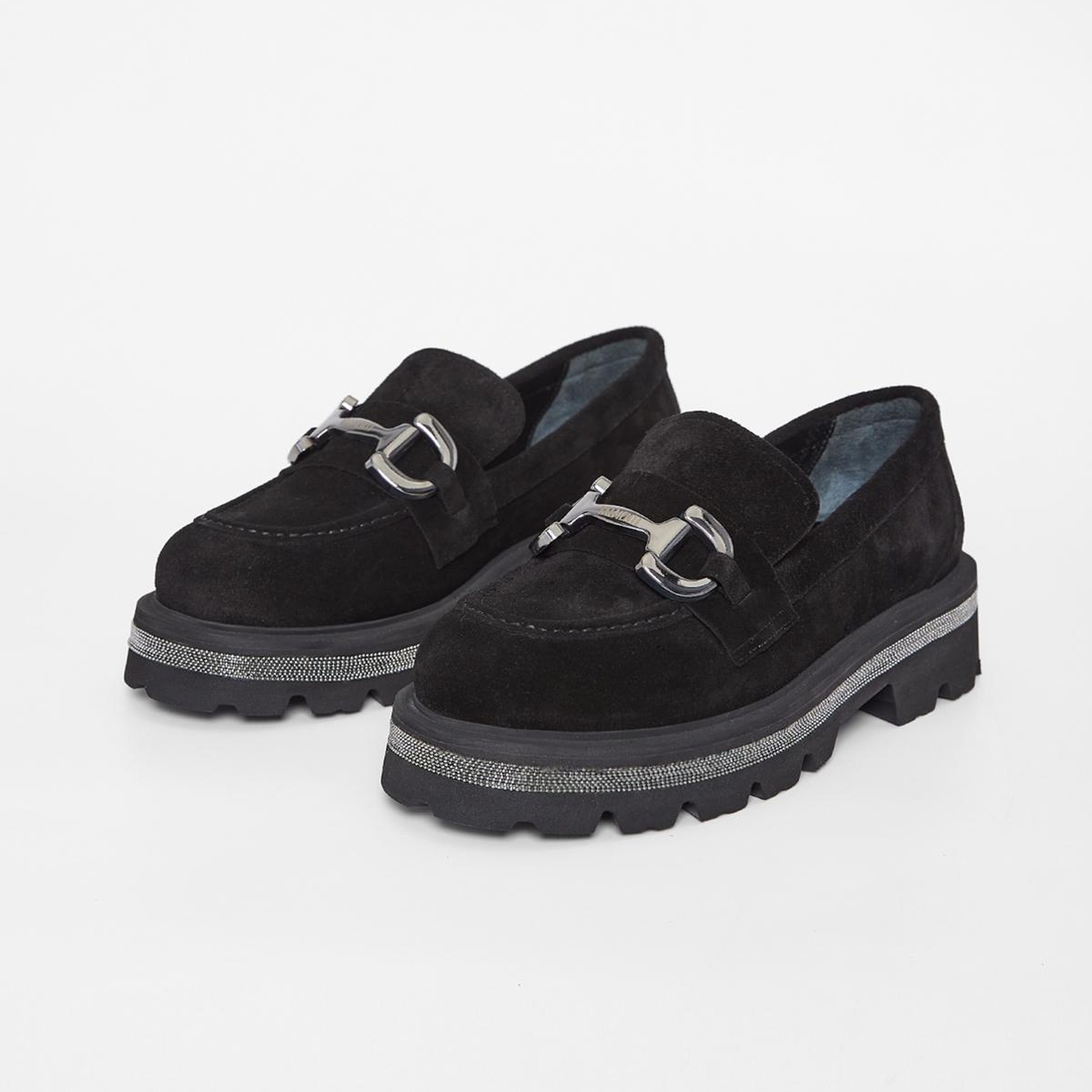 Valmenti Kadın Siyah Süet Hakiki Deri Loafer Ayakkabı