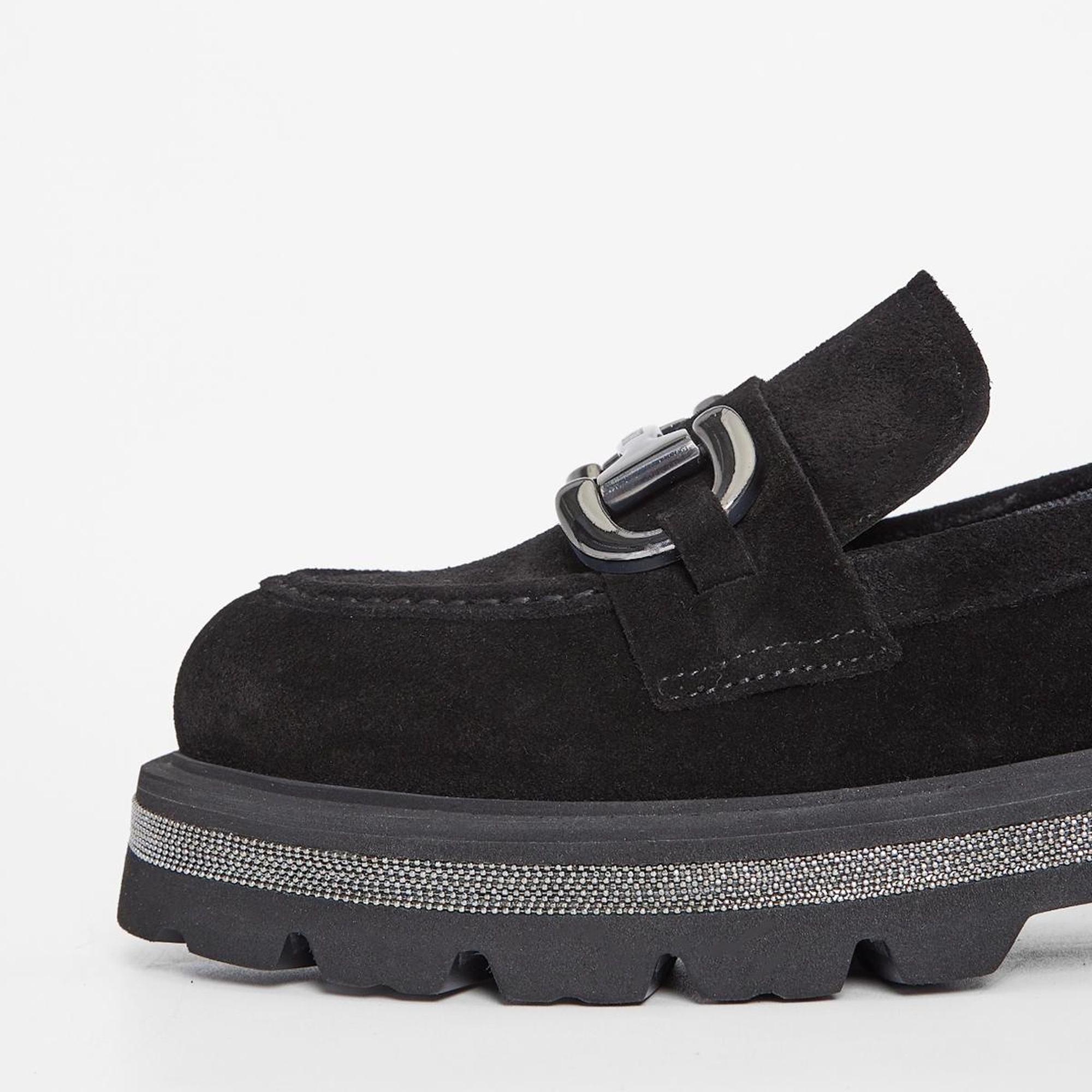 Valmenti Kadın Siyah Süet Hakiki Deri Loafer Ayakkabı