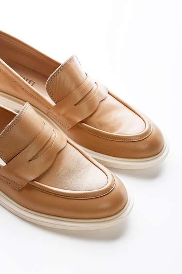  Valmenti Yolanda Kadın Camel Hakiki Deri Loafer Ayakkabı