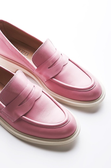  Valmenti Yolanda Kadın Pembe Hakiki Deri Loafer Ayakkabı