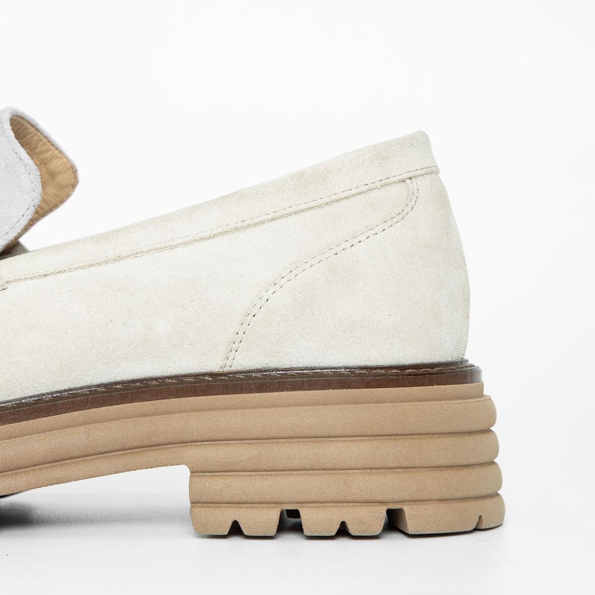 Valmenti Kadın Bej Süet Hakiki Deri Loafer Ayakkabı