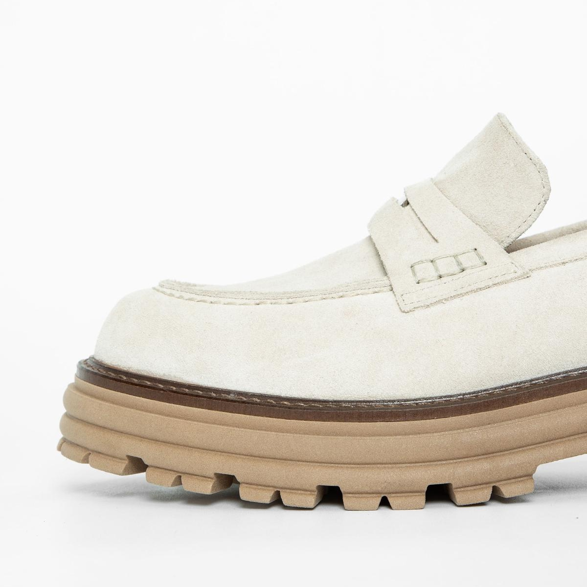 Valmenti Kadın Bej Süet Hakiki Deri Loafer Ayakkabı