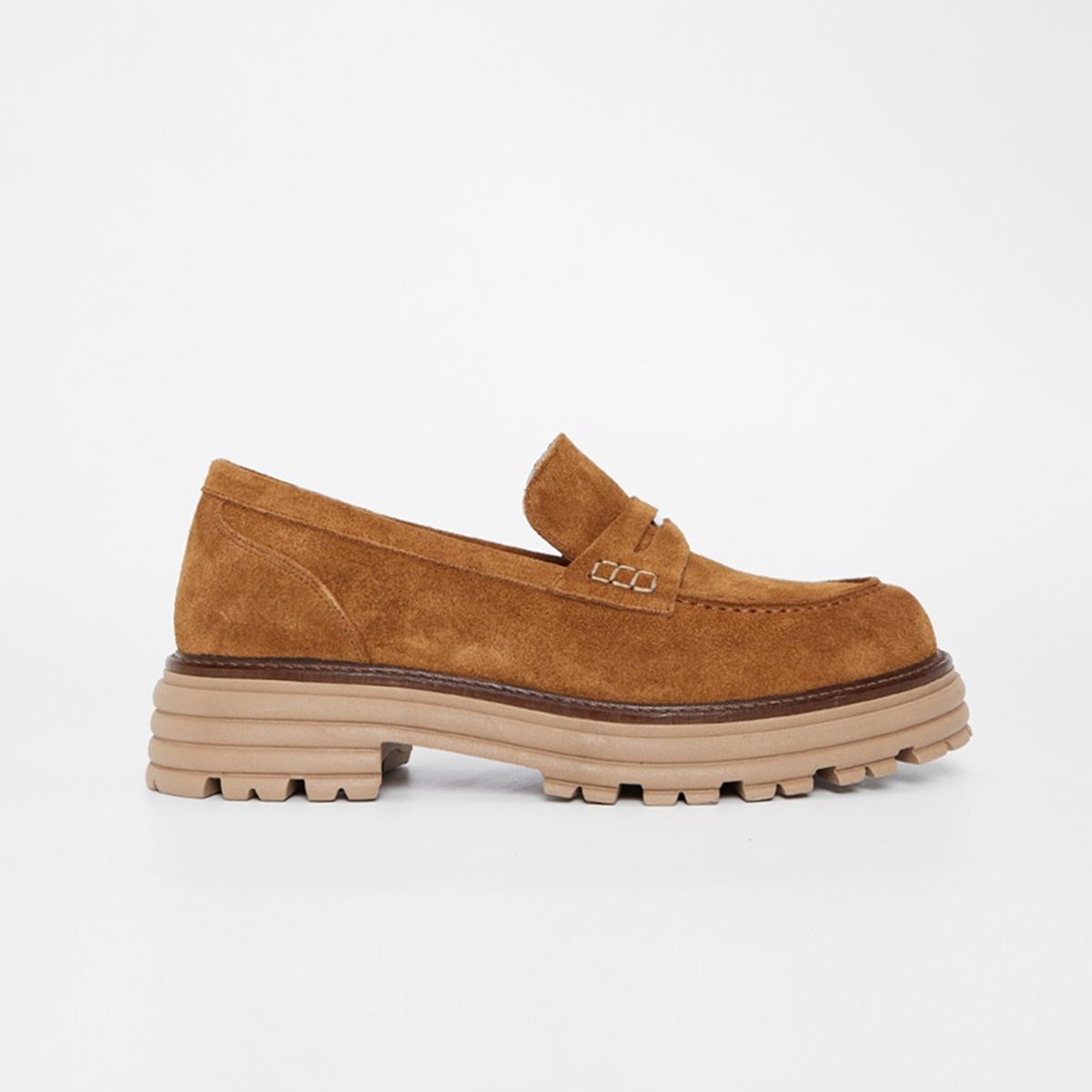 Valmenti Kadın Tütün Süet Hakiki Deri Loafer Ayakkabı