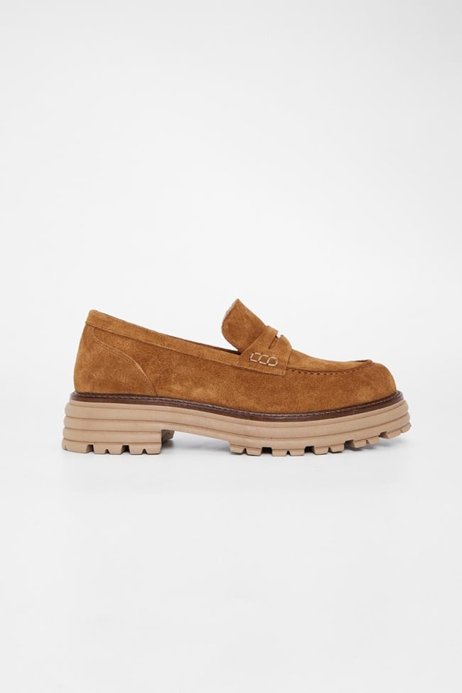  Valmenti Kadın Tütün Süet Hakiki Deri Loafer Ayakkabı