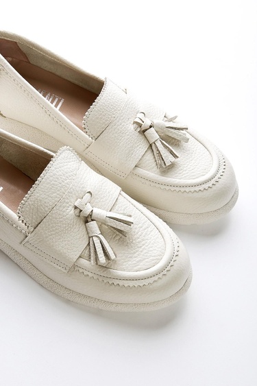  Valmenti Serena Kadın Bej Floter Hakiki Deri Loafer Ayakkabı