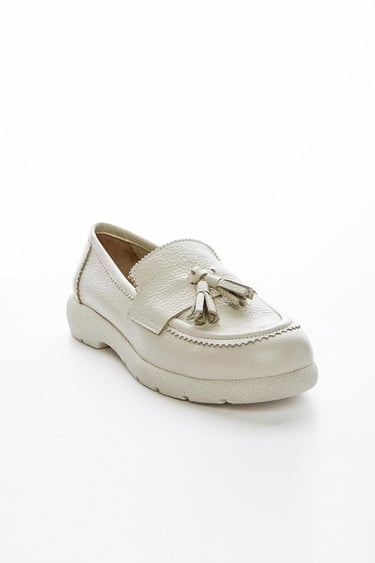  Valmenti Serena Kadın Bej Floter Hakiki Deri Loafer Ayakkabı