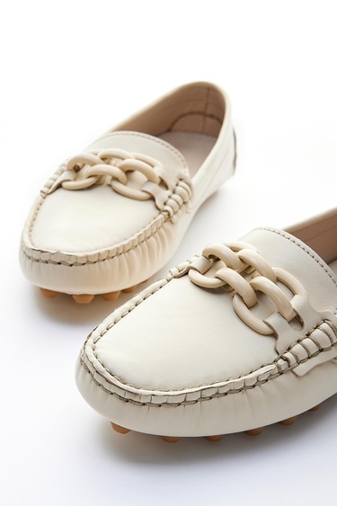  Valmenti Leane Kadın Bej Hakiki Deri Loafer Ayakkabı