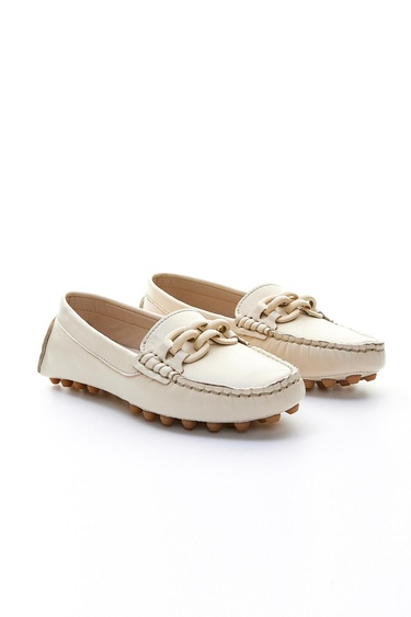  Valmenti Leane Kadın Bej Hakiki Deri Loafer Ayakkabı